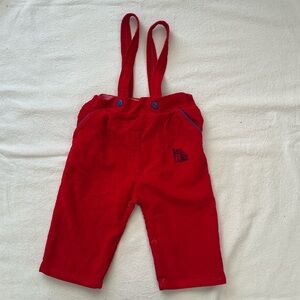 12m Vintage Red Kids Bottoms with Suspenders